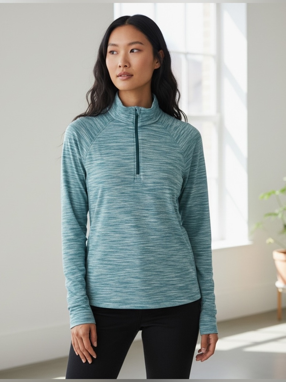 Merrell Quarter Zip Athleisure Space Dye Sz XL Blue Teal Stand Collar